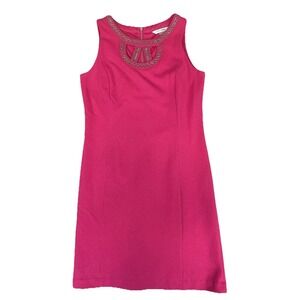 Peter Nygard‎ Dress Womens 10 Hot Pink Shift Beaded Lined Feminine Event Barbie